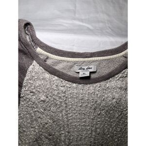 Lucky Lotus Womens XL Knit Pullover Sweater Taupe Cream Boho Top